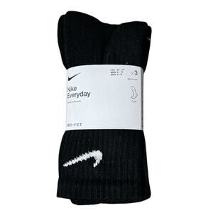 Nike Everyday Cushion Crew Socks | 3 Pairs | Black/White | Size Medium